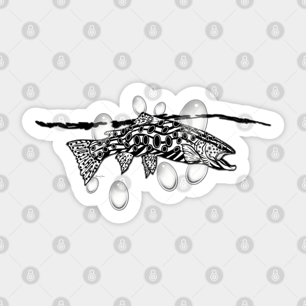 Black and White Trout Sticker by MikaelJenei